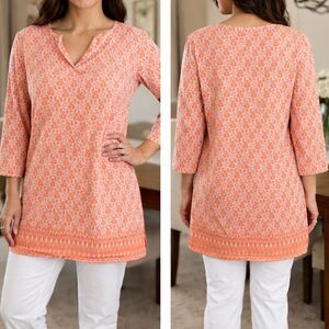 Vivante Pink Printed 3/4 Sleeve Tunic Top Women’s Size Large